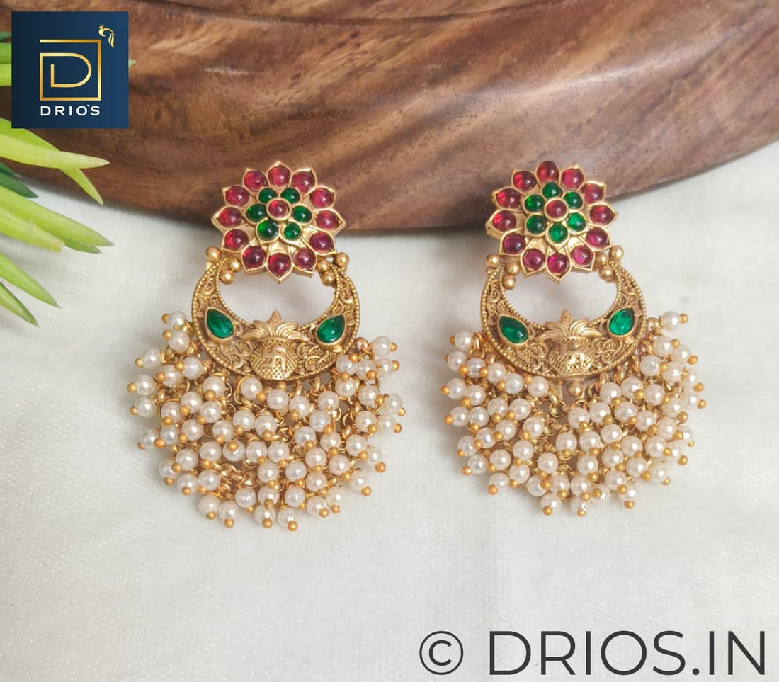 Royal Pearl Chandbali Earrings – Gold Plated